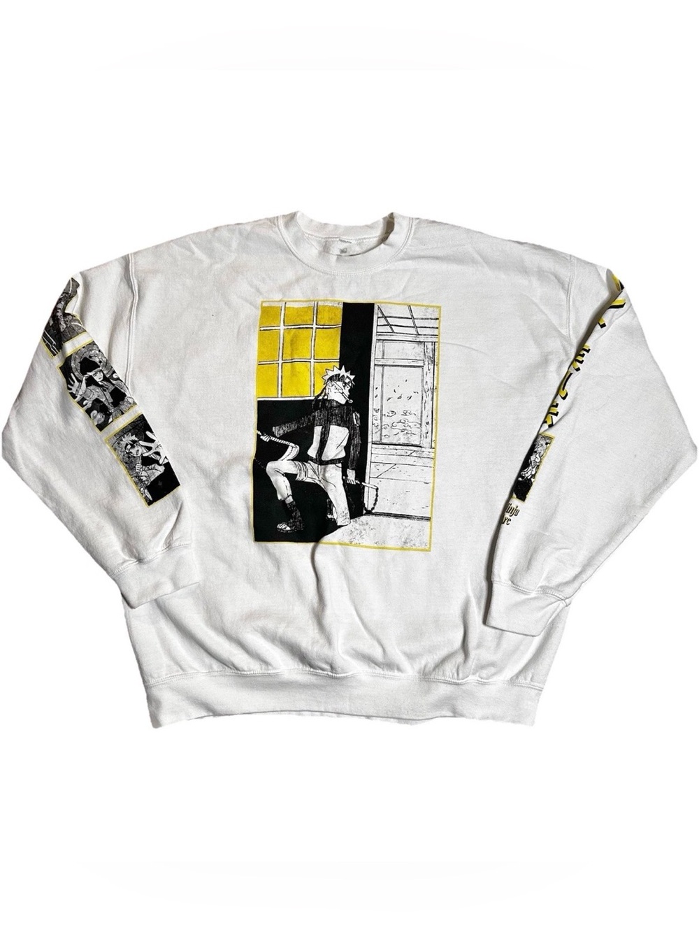 Naruto Shippuden White Graphic Crewneck Sweater Sweatshirt